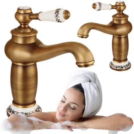 SILLA Mitigeur lavabo retro en Laiton, économie d'eau, Vintage doré (1/5)