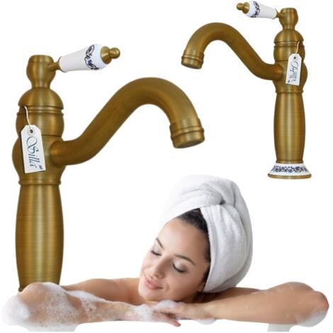 ROBINET DE LAVABO RÉTRO PALOMA OLD GOLD SEM-1109 (1/5)