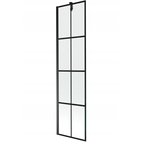 Pare-baignoire fixe Silla, paroi de baignoire 50x150 cm en verre trempé, installation murale facile, design moderne, Noir (1/4)