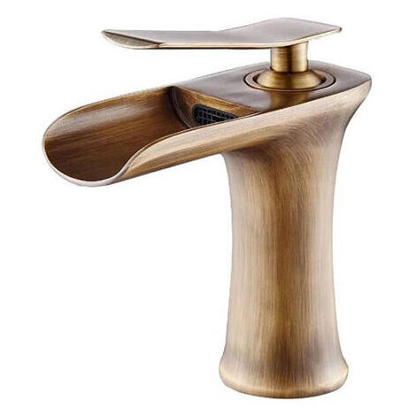 Mitigeur lavabo rétro bec haut Silla, robinet salle de bain en laiton, économie d’eau, design ancien, Doré (1/5)