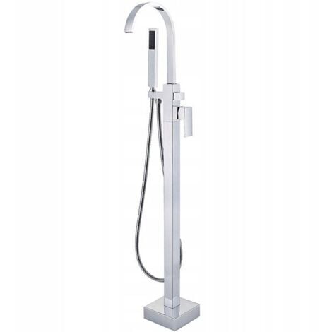Silla élégant Robinet de Baignoire sur pied avec inverseur et bec rotatif avec douchette et flexible