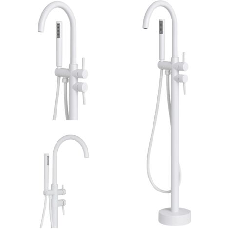 Silla élégant Robinet de Baignoire sur pied avec inverseur et bec rotatif avec douchette et flexible (1/5)