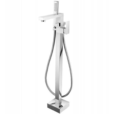 Silla élégant Robinet de Baignoire sur pied avec inverseur et bec rotatif avec douchette et flexible
