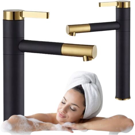 ROBINET DE LAVABO NOIR HAUT ADELITA SEM-1084BG (1/5)