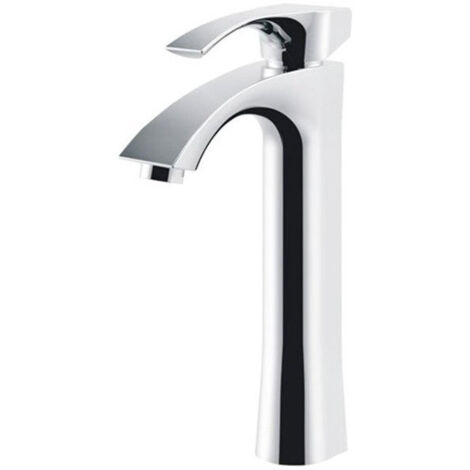Mitigeur lavabo moderne bec haut Silla, robinet salle de bain en laiton, économie d’eau, design élégant, Chromé (1/5)