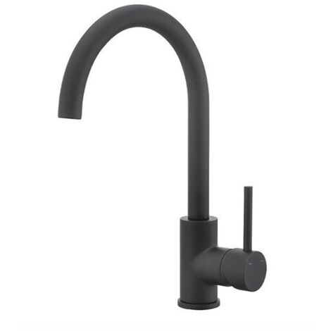 Mitigeur lavabo moderne bec haut Silla, robinet salle de bain en laiton, économie d’eau, design élégant, Noir (1/3)