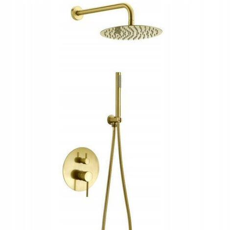 Desconocido – Ensemble de douche encastré effet pluie 25x25 cm – Robinet doré en laiton – Cartouche céramique pour régulation précise – Design moderne - S-1098 (1/5)