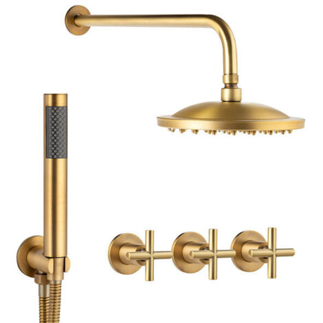 Colonne de douche encastrée Silla, ensemble de douche mécanique en laiton, design vintage, Doré ancien