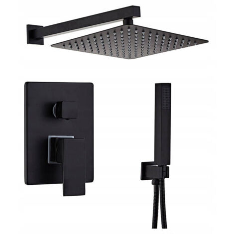 Colonne de douche encastrée Silla, ensemble de douche mécanique en laiton, design moderne, Noir mat