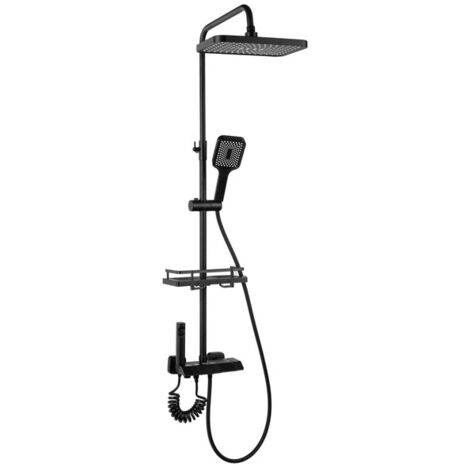 Silla Élégant Colonne de Douche avec Mitigeur Réglable en Hauteur Système de Douche, Noir