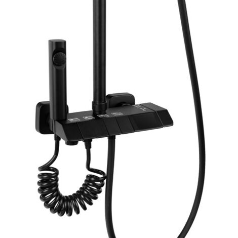 Silla Élégant Colonne de Douche avec Mitigeur Réglable en Hauteur Système de Douche, Noir