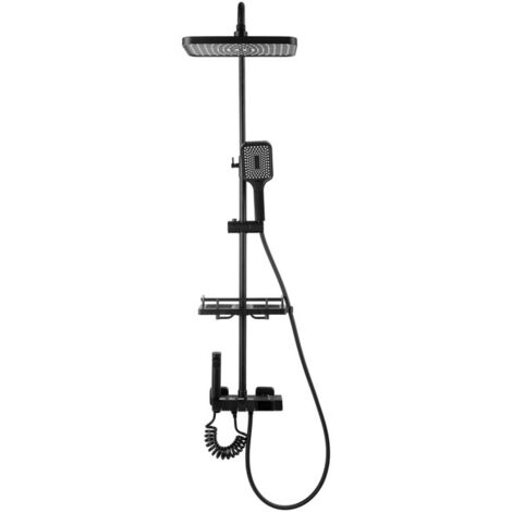 Silla Élégant Colonne de Douche avec Mitigeur Réglable en Hauteur Système de Douche, Noir