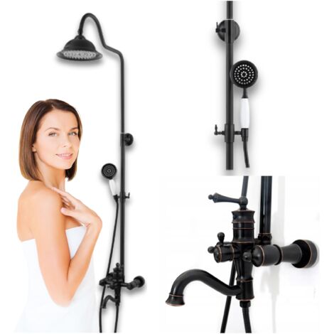 Desconocido – Colonne de douche encastrée noir avec mitigeur mécanique – Hauteur réglable – Tête en céramique – Économie d'eau – Installation facile (1/5)