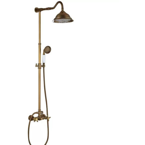 Colonne de douche rétro Silla, système de douche avec mitigeur réglable en hauteur, design vintage, Doré