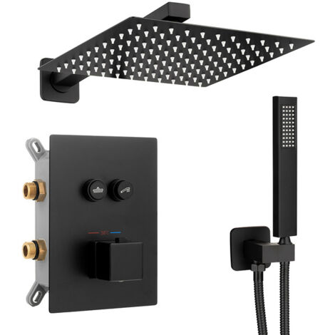 Colonne de douche encastrée Silla, ensemble de douche mécanique en laiton, design moderne, Noir