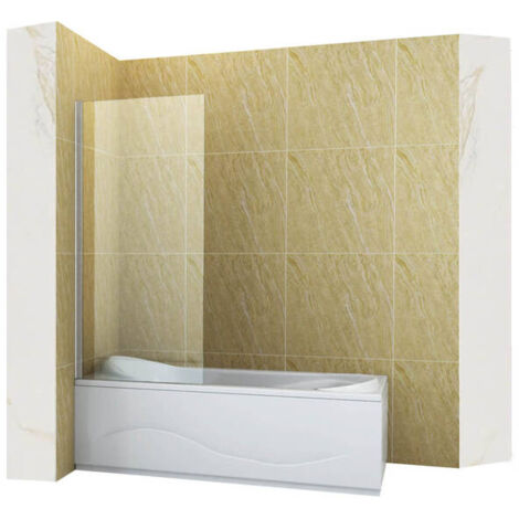 Pare-baignoire fixe ASTON Silla, paroi de baignoire 90x150 cm en verre trempé, installation murale facile, design moderne, Chromé