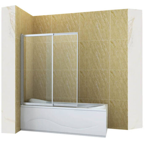 Pare-baignoire rabattable SPENCER Silla, paroi de baignoire 100x150 cm en verre trempé, installation murale facile, design moderne, Chromé (1/5)