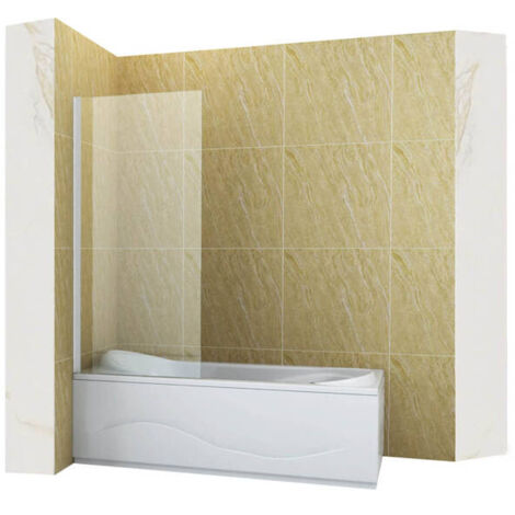 Pare-baignoire fixe ASTON Silla, paroi de baignoire 50x150 cm en verre trempé, installation murale facile, design moderne, Blanc