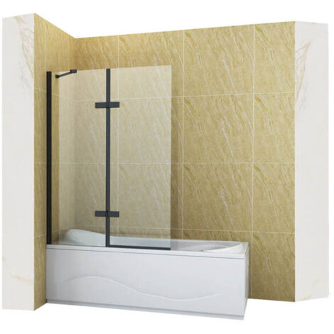 Pare-baignoire fixe GARETT Silla, paroi de baignoire 100x150 cm en verre trempé, installation murale facile, design moderne, Noir