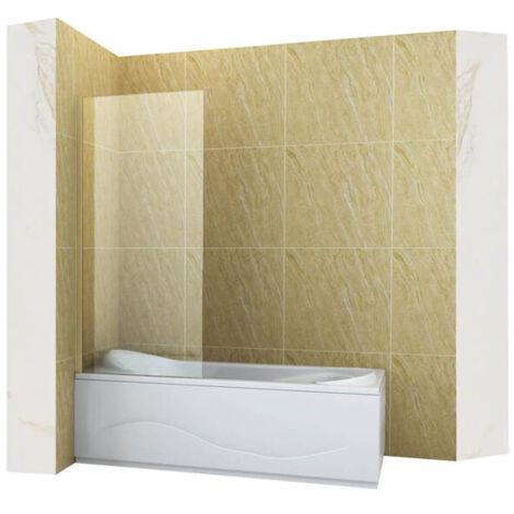 Pare-baignoire fixe ASTON Silla, paroi de baignoire 70x150 cm en verre trempé, installation murale facile, design moderne, Doré brossé