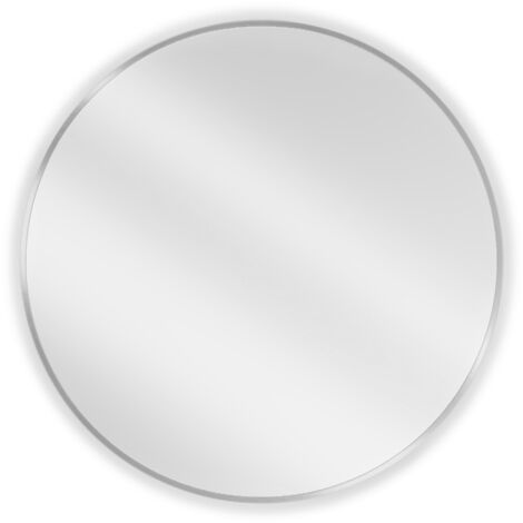 Miroir mural rond Silla, miroir salle de bain 80 cm, cadre design, Chromé (1/5)