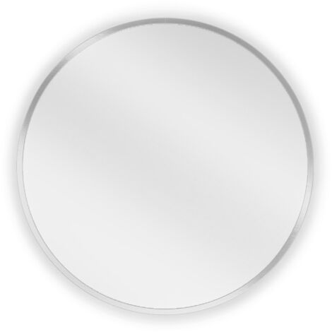 Miroir mural rond Silla, miroir salle de bain 50 cm, cadre design, Chromé (1/5)