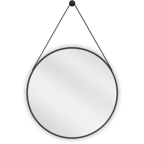 Miroir mural rond Silla, miroir salle de bain 60 cm, cadre design, Noir (1/5)