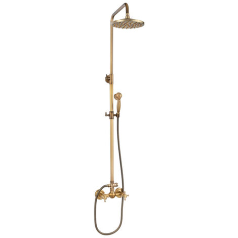 Colonne de douche rétro Silla, système de douche avec mitigeur réglable en hauteur, design vintage, Doré vintage