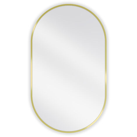 Miroir mural ovale Silla, miroir salle de bain 85x50 cm, cadre design, Doré (1/5)