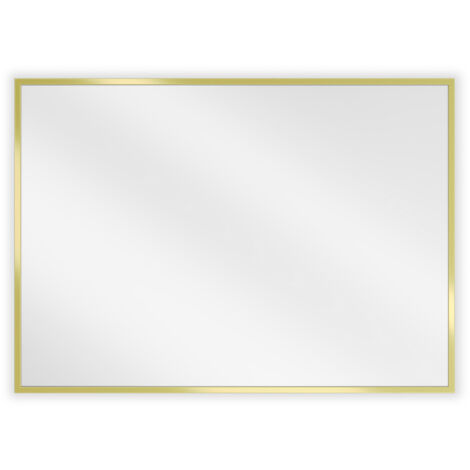 Miroir mural rectangulaire Silla, miroir salle de bain 70x50 cm, cadre design, Doré (1/5)