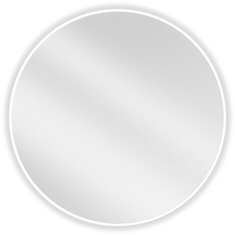 Miroir mural rond Silla, miroir salle de bain 80 cm, cadre design, Blanc (1/5)