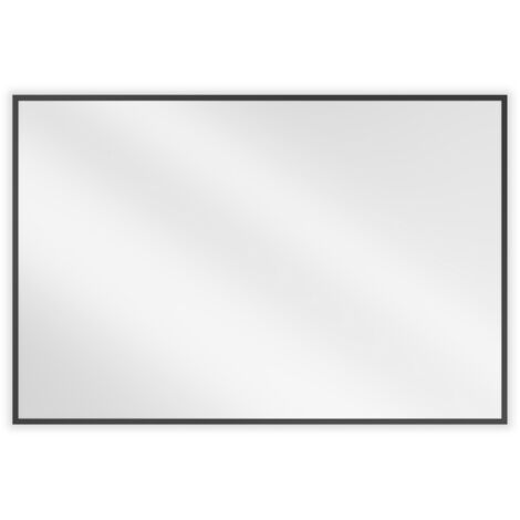 Miroir mural rectangulaire Silla, miroir salle de bain 90x60 cm, cadre design, Noir