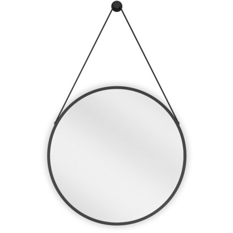 Miroir mural rond Silla, miroir salle de bain 50 cm, cadre design, Noir (1/5)