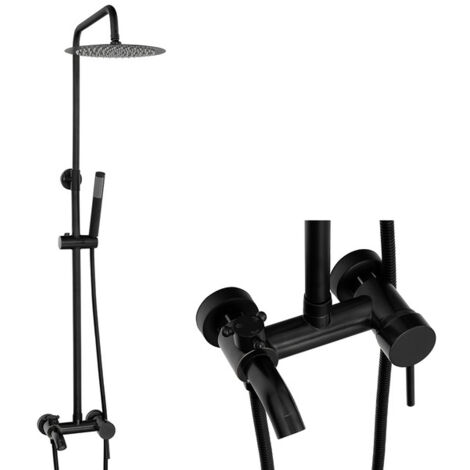 Colonne de douche rétro Silla, système de douche avec mitigeur réglable en hauteur, design vintage, Noir