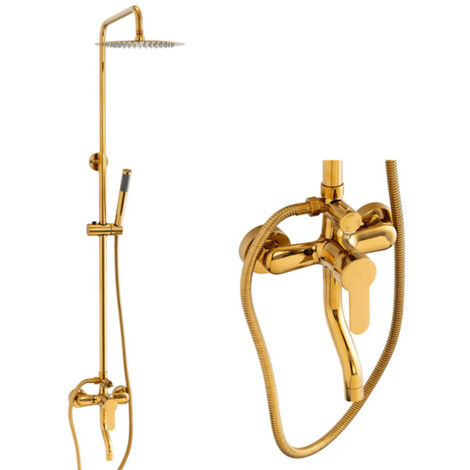 Colonne de douche Valeria Silla, système de douche avec mitigeur, design moderne, Doré