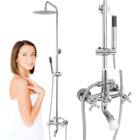 Colonne de douche rétro Camilla Silla, système de douche avec mitigeur extérieur, design vintage, Chromé