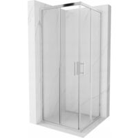 Cabine de douche carrée Silla, paroi de douche 80x80 cm en verre transparent, installation facile, design moderne, Chrome