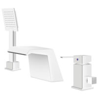 Robinet de baignoire sur plage 3 trous Silla, mitigeur bain en laiton, installation facile, design moderne, Chromé