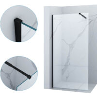 Paroi de douche à l’italienne Silla, verre transparent 90x200 cm, installation murale facile, design moderne, Noir