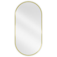 Miroir mural ovale Silla, miroir salle de bain 100x50 cm, cadre design, Doré