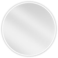 Miroir mural rond Silla, miroir salle de bain 70 cm, cadre design, Blanc