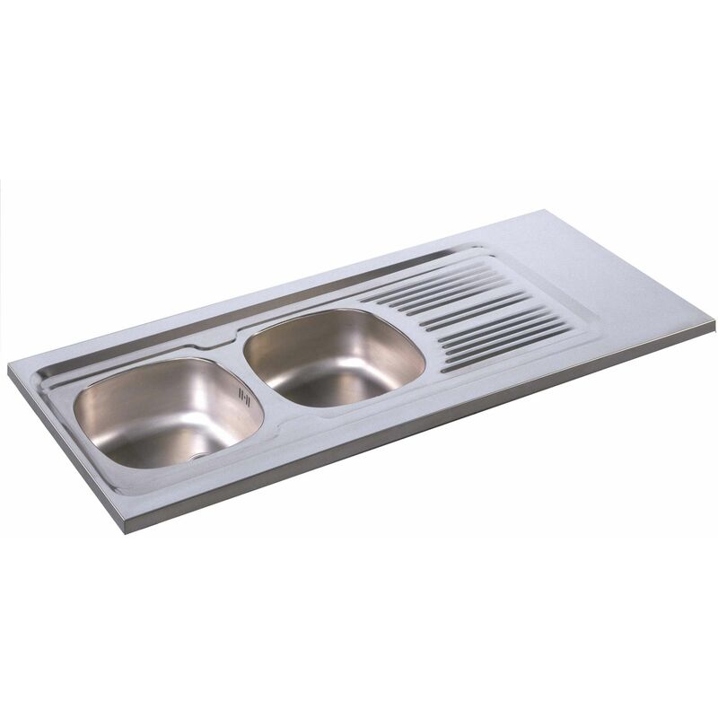 MODERNA Évier à poser Lavelli inox 18/10 lisse 2 cuves 1 égouttoir - 1400x600mm