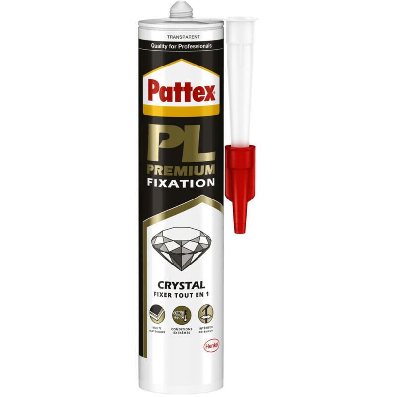 PATTEX Colle Fixation Tous Matériaux , colle transparente, colle polymère  pour fixation en intérieur et extérieur- Cartouche 290 g