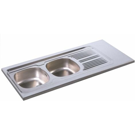 MODERNA Évier à poser Lavelli inox 18/10 lisse 2 cuves 1 égouttoir - 1400x600mm