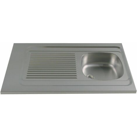 Moderna – Évier inox 18/10 à poser réversible 1 bac – Égouttoir droit – Dimensions 90x60cm – Perçage pour bonde Ø60mm – Fabrication française