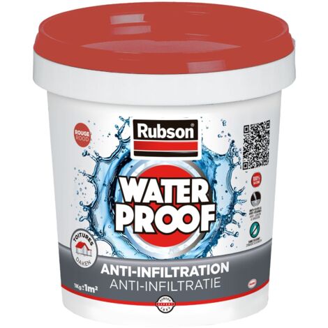 Rubson Revêtement Anti-Infiltrations Stop fuite Rouge 1 kg, pour réparation & étanchéité de toitures inclinées & plates, Résine silicone imperméable anti-fuites & anti-fissures