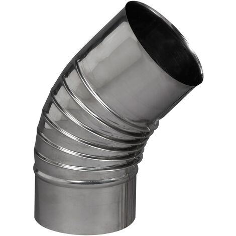 TEN – Coude plissé inox 304 45° – Diamètre 153 mm – Raccord fumisterie pour chauffage – Tubage Gaz, Fuel, Bois