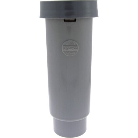 Nicoll – Entonnoir siphonné PVC 32mm – Sortie verticale – Entrée taraudée 26x34mm – Garde d'eau 50mm – Norme NF-M1 pour chauffe-eau