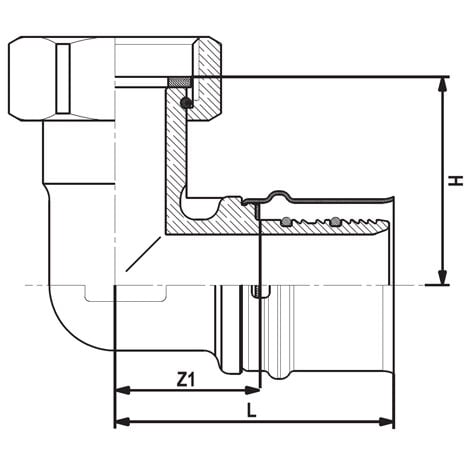 Coude à sertir fluxo Femelle écrou libre Ø16-1/2''