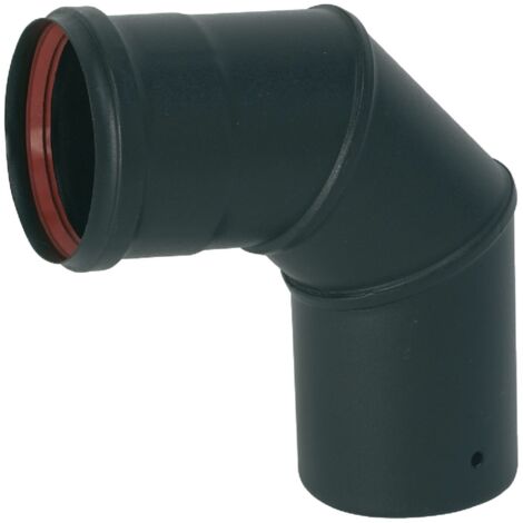 TEN – Coude 90° émaillé noir mat Ø80 – Joint d'étanchéité inclus – Compatible poêles à granulés – 342429